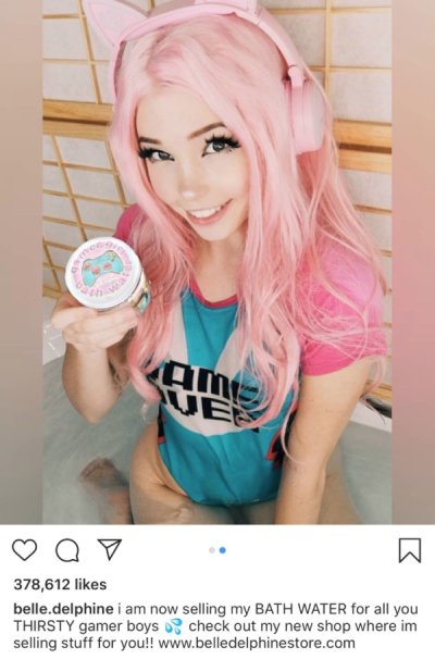 Belle Delphine, who sold gamer girl bathwater, isn't promoting