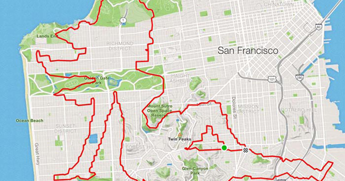 Runner uses map running routes as a canvas to create his art