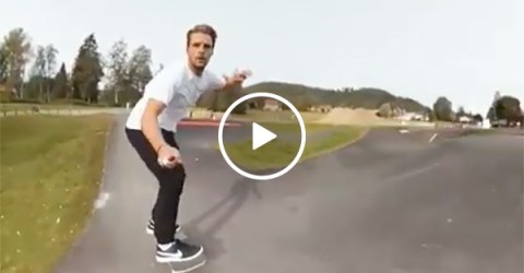 Try to take your eyes off this skateboard legend (Video)