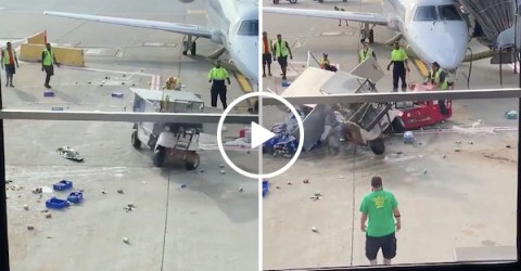 It's a runaway beverage cart rodeo at the airport today (Video)