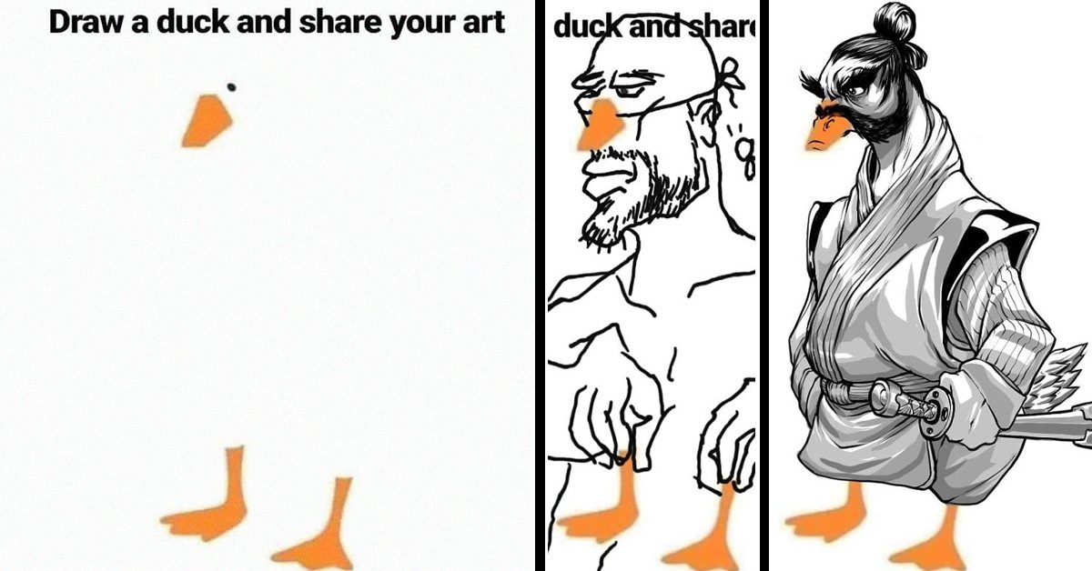 An empty duck template challenge led to hilarious duck doodles