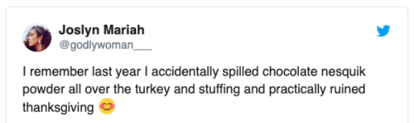 Tweets from people sharing the worst Thanksgiving fails