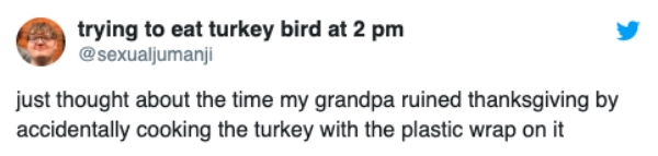 Tweets from people sharing the worst Thanksgiving fails
