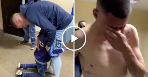 Soccer player is left emotional after a fan begs him not to leave the team (Video)