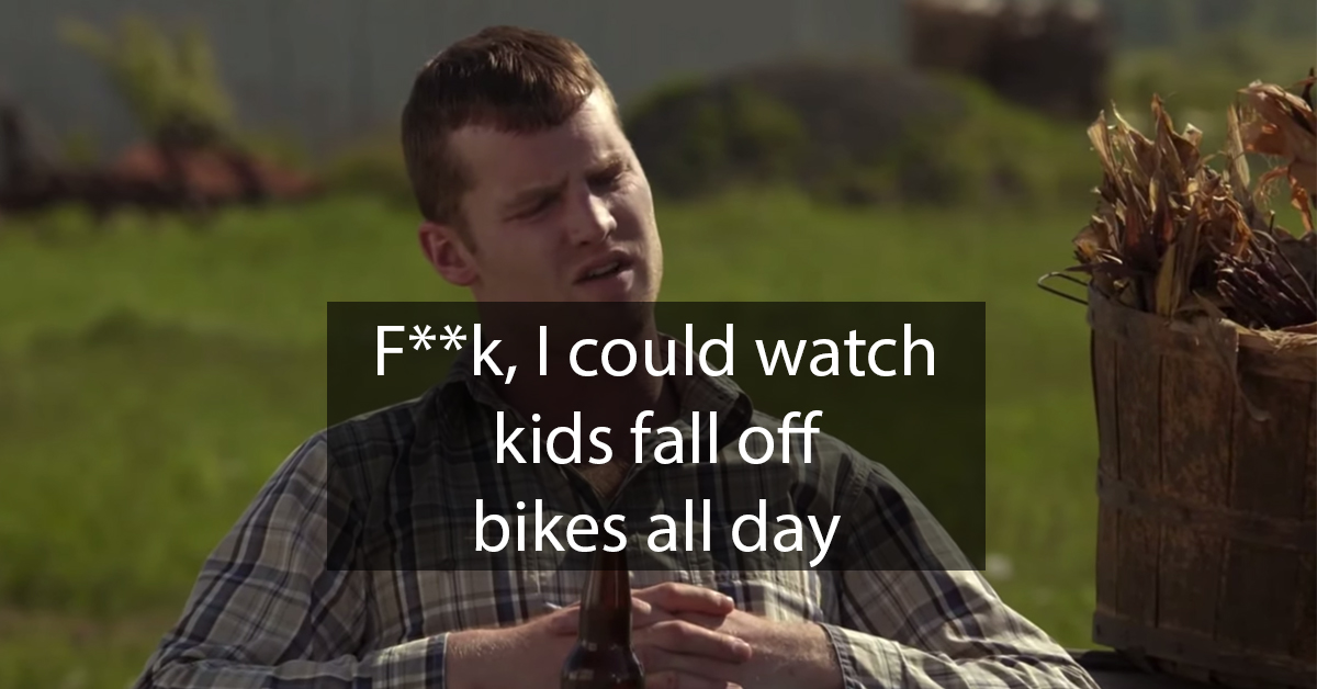 Kids falling off bikes is the best kind of comedy
