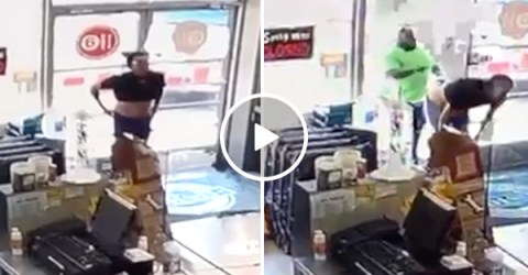 Naked Shoplifter gets a fist full of Instant Karma (Video)