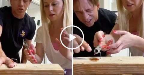 Husband pranks his wife so bad her brain breaks (Video)