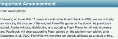 FarmVille to permanently shut down starting next year 