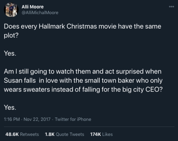 Hallmark Movie Tweets we can all secretly relate to
