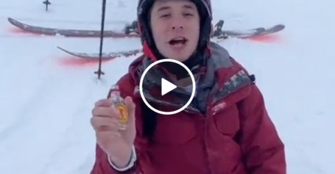 Buddy tries to snowboard after 12 shots of fireball