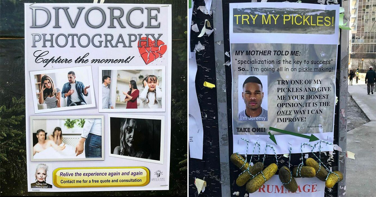 Man trolls neighborhood with posters and they're perfectly ridiculous