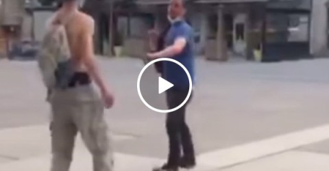 Drunken aggressor gets dropped like a sack of bricks (Video)