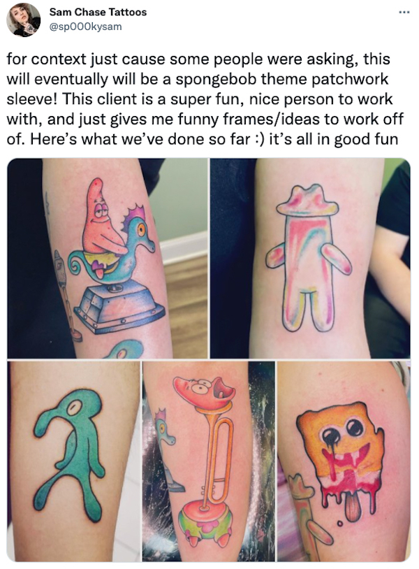 spongebob and patrick tattoo on legTikTok Search