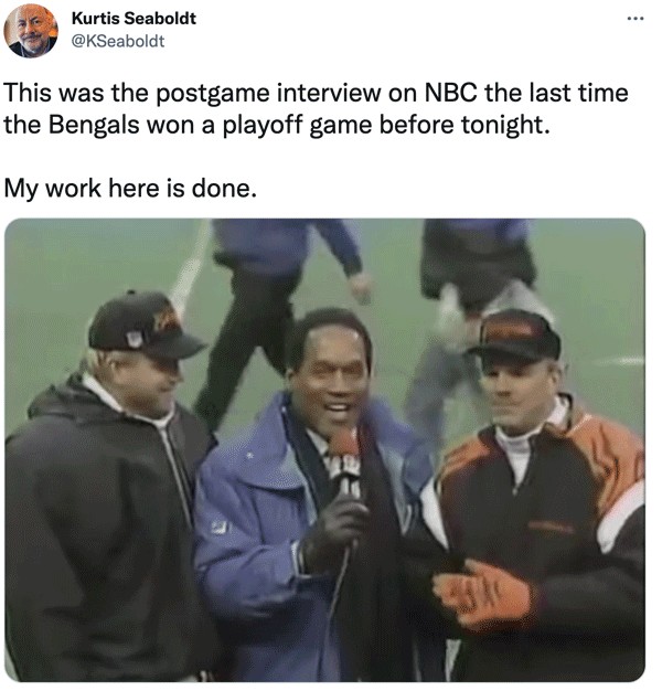 When was the last time Bengals won a playoff game?