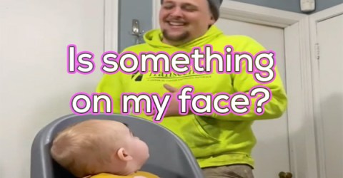 Dad can't handle his baby's new look (Video)