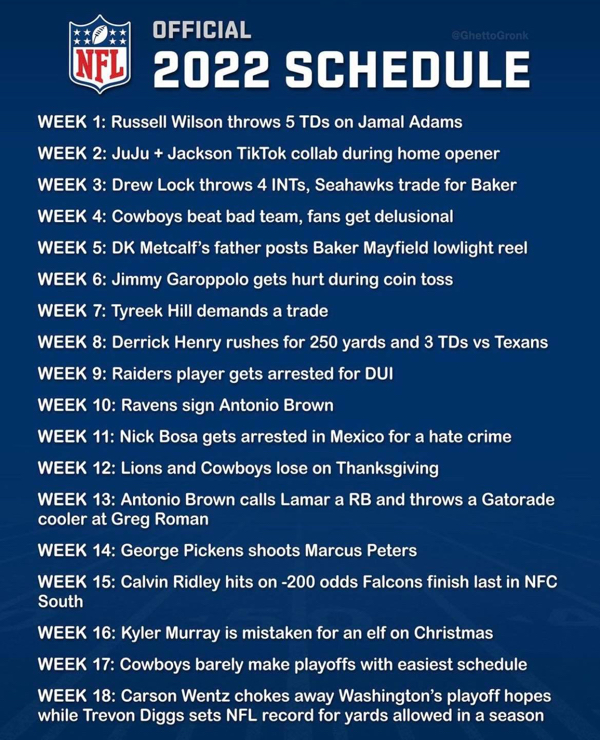 The best part of the NFL schedule release is the leather bound memes.