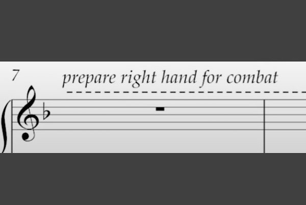Musical composition with threatening auras