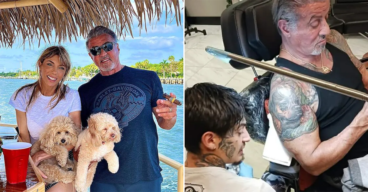 Sylvester Stallone covered a tattoo of his wife with a pic of his dog