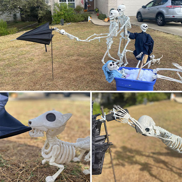 These skeleton displays will really tickle your funny bone