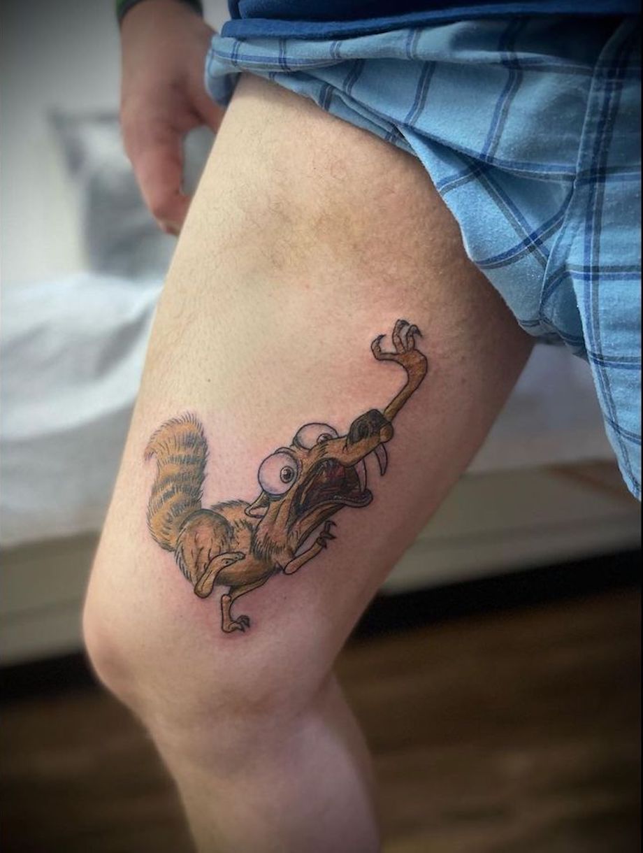 Squirrel reaching for nuts by Joshua Bowers TattooNOW