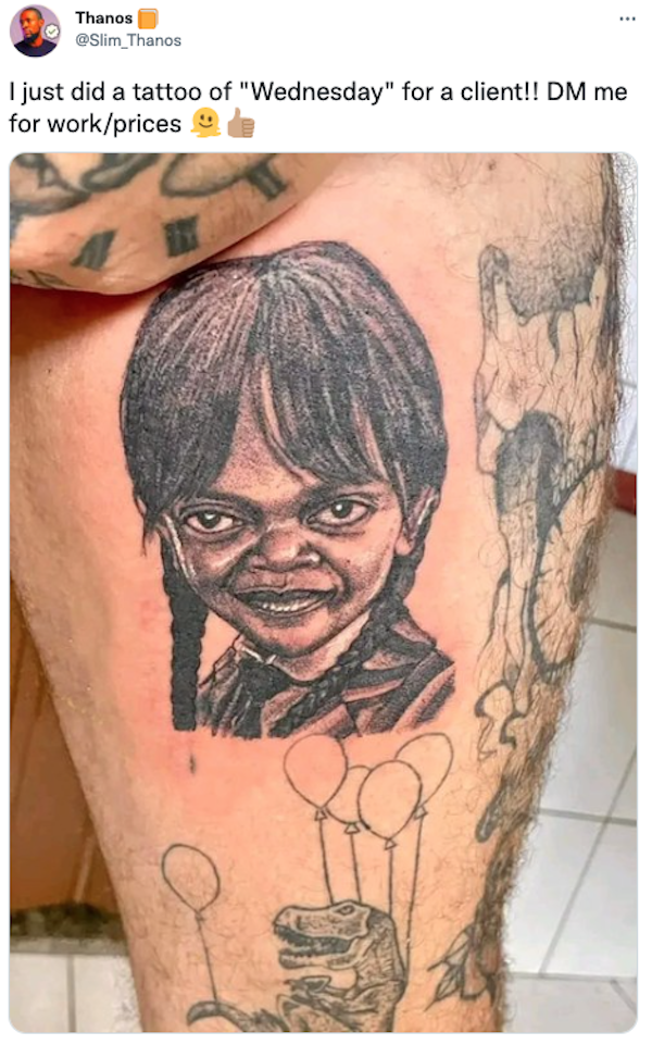 Mister Michael Michaelsen - Heres a little Wednesday Addams tattoo I had  the pleasure of doing!! #blackandgrey #tattoo #tattoos #wednesdayaddams  #addamsfamily #portriat #portraittattoo #texastattooartist #thewoodlands  #superchango #superchangotattoo ...