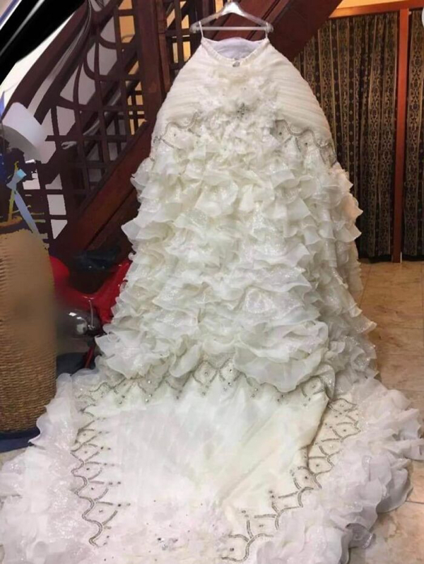 Wow, your wedding dress looks...good...