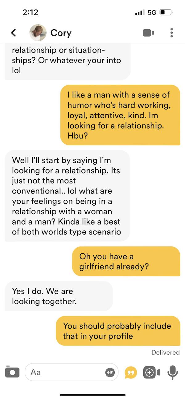 Bumble conversations that were unstable at best...
