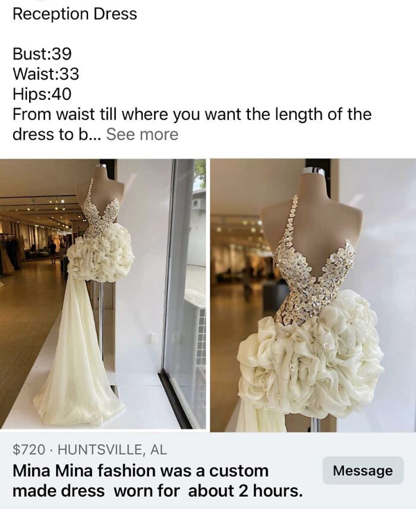 Wow, your wedding dress looks...good...