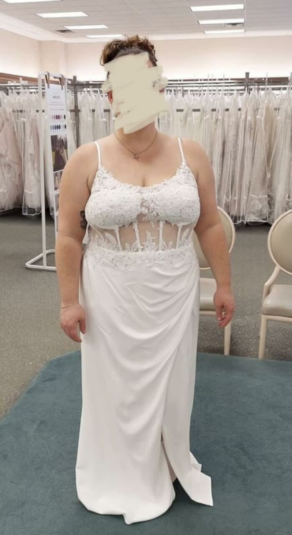 Wow, your wedding dress looks...good...