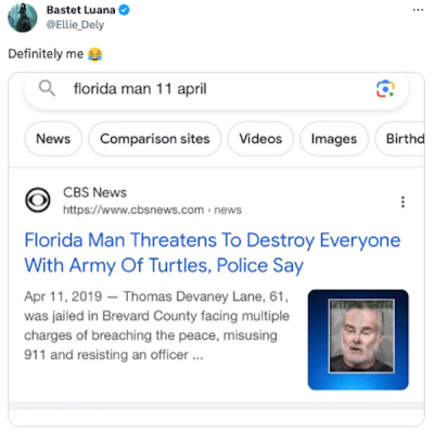 People are playing the Florida Man Game again and it's insane