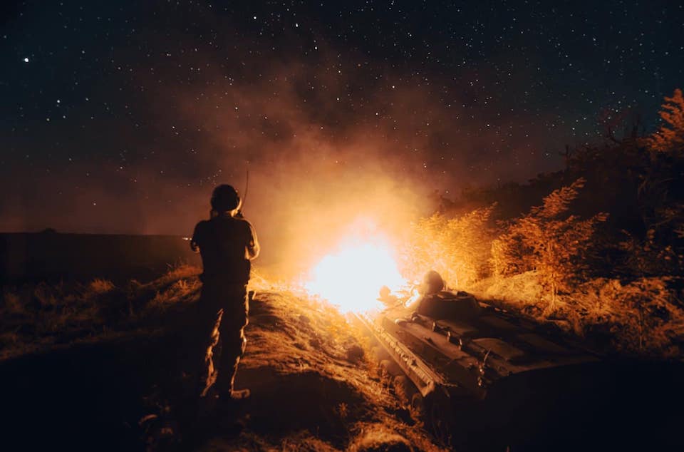 Ukrainian War Combat Night Photos Perseid Meteor Shower 53rd Firefight