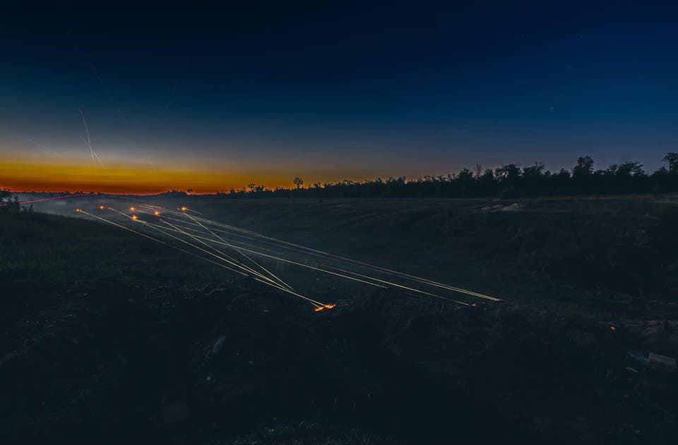 Ukrainian War Combat Night Photos Perseid Meteor Shower 53rd Firefight