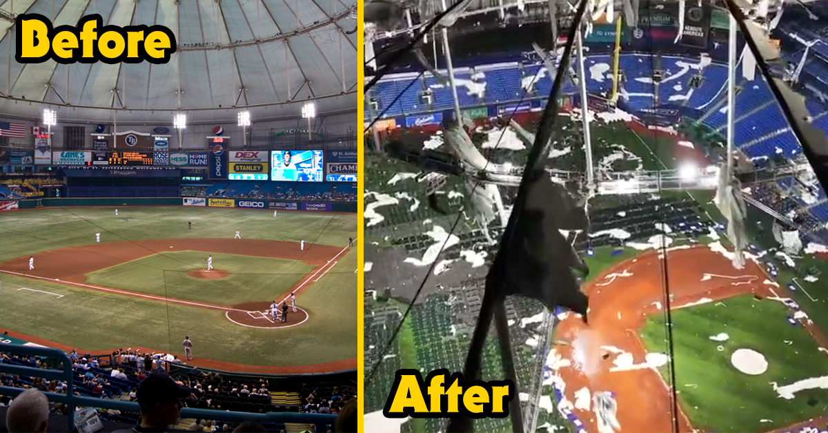 Tampa Bay Rays' Tropicana Field has roof shredded by Hurricane Milton