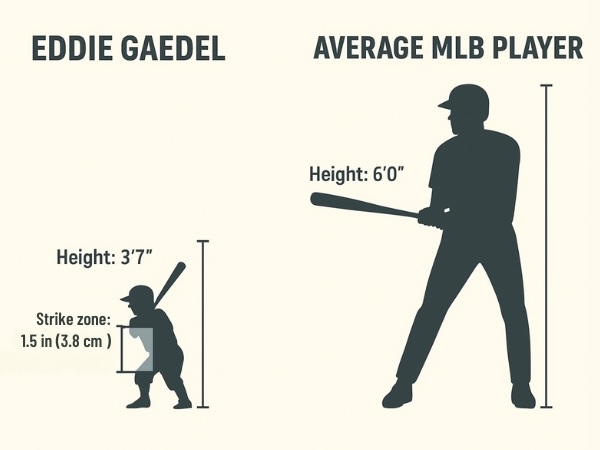 Eddie Gaedel height and strike zone comparrison to average player