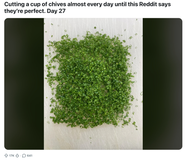 One Man's 70-Day Quest to Cut a Perfect Batch of Chives (reddit)