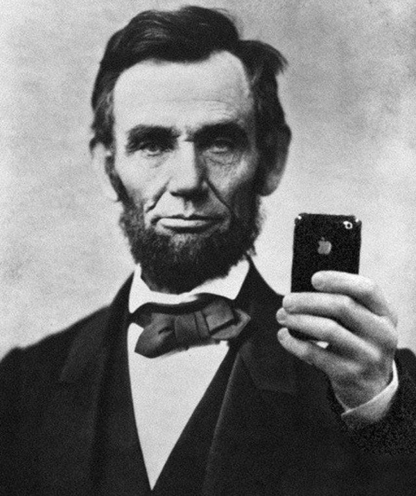 Abraham Lincoln taking a funny selfie
